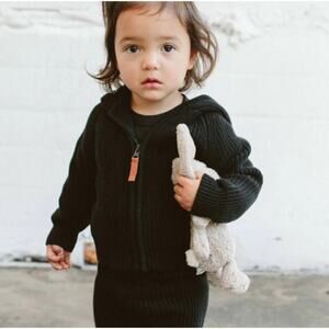 Goumi Cotton Baby & Kids' Knit‎ Hoodie | Shadow NWT 0-3